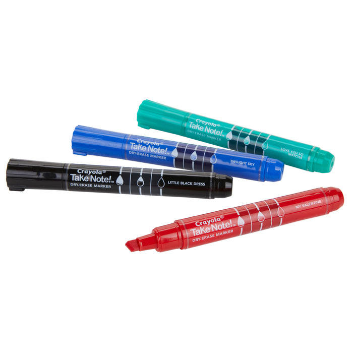 Crayola Take Note Whiteboard Broadline Markers, 4's pack