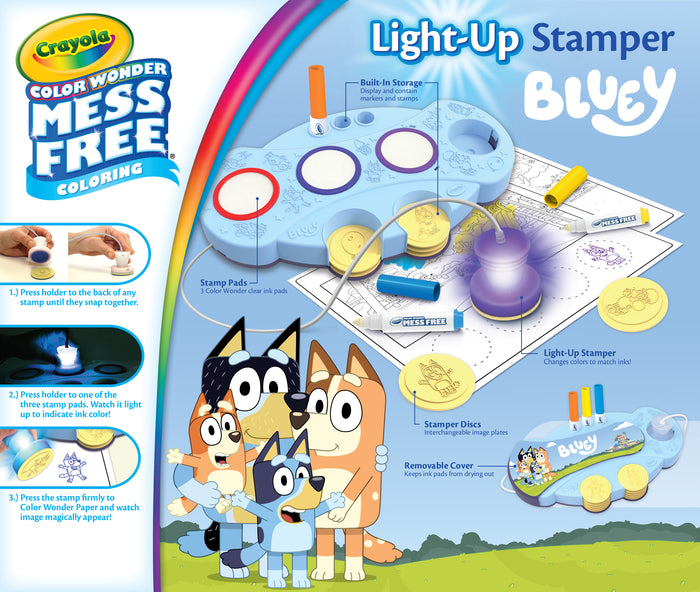 Crayola Color Wonder Magic Light Up Stamper Kit, Bluey