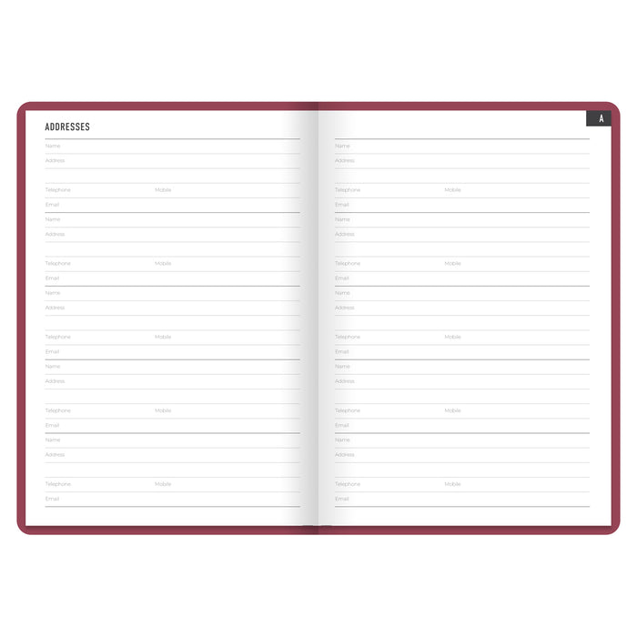 Letts Conscious Address Book A5 148mm x 210mm, Berry