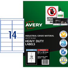 Avery L7063 Heavy Duty ID Label, White, Laser Printable, 99.1mm x 38.1mm, 14's x 10 Sheets