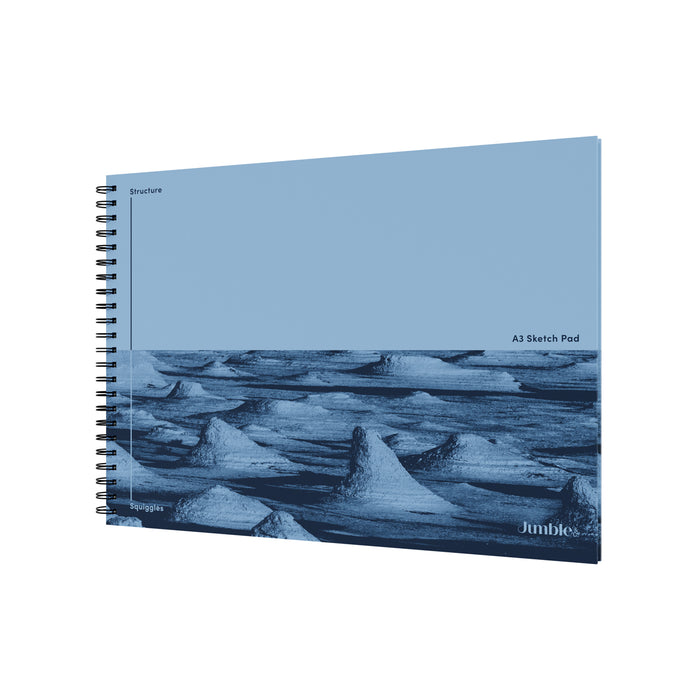 Jumble & Co A3 Sketch Pad, 50 Sheets, 140gsm, Wiro Bound, Structure & Squiggles