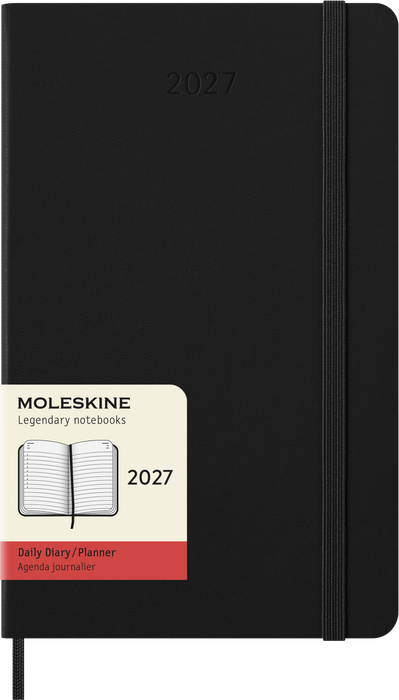 2027 Moleskine 12 Month Daily Hard Cover Diary Large 130mm x 210mm Black