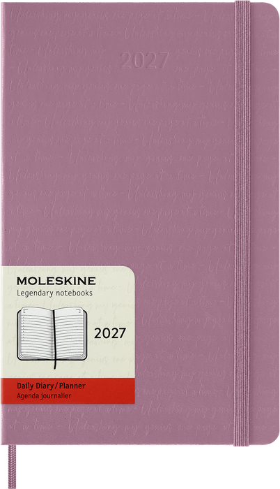 2027 Moleskine 12 Month Daily Hard Cover Diary Large 130mm x 210mm Majestic Pink