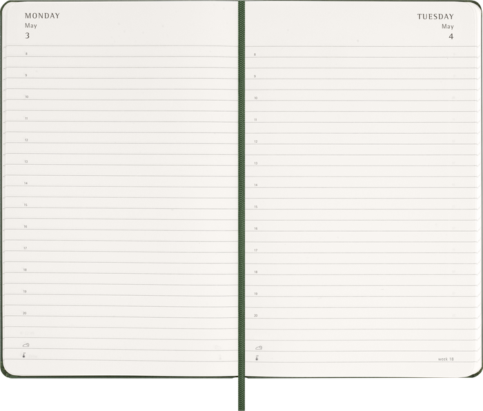 2027 Moleskine 12 Month Daily Hard Cover Diary Large 130mm x 210mm Myrtle Green