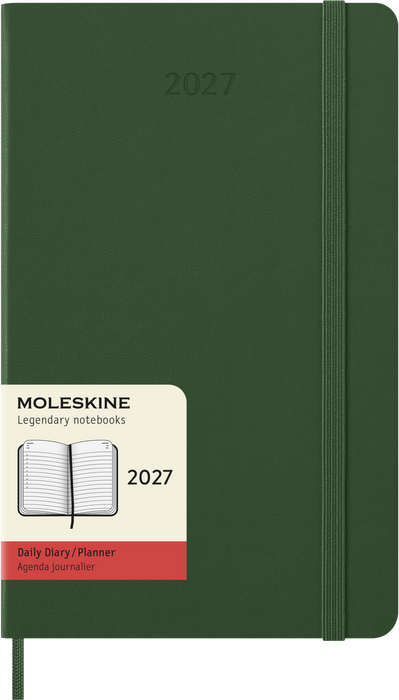 2027 Moleskine 12 Month Daily Hard Cover Diary Large 130mm x 210mm Myrtle Green