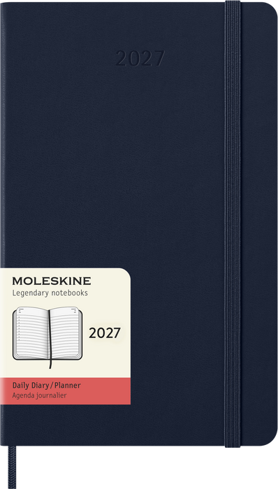 2027 Moleskine 12 Month Daily Hard Cover Diary Large 130mm x 210mm Sapphire Blue