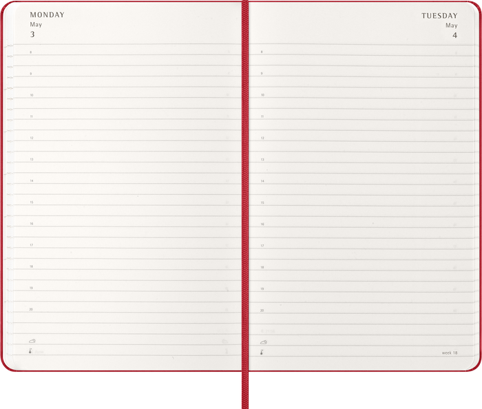 2027 Moleskine 12 Month Daily Hard Cover Diary Large 130mm x 210mm Scarlet Red