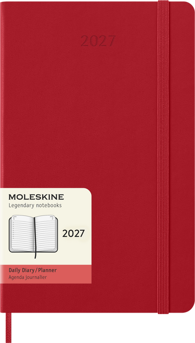 2027 Moleskine 12 Month Daily Hard Cover Diary Large 130mm x 210mm Scarlet Red