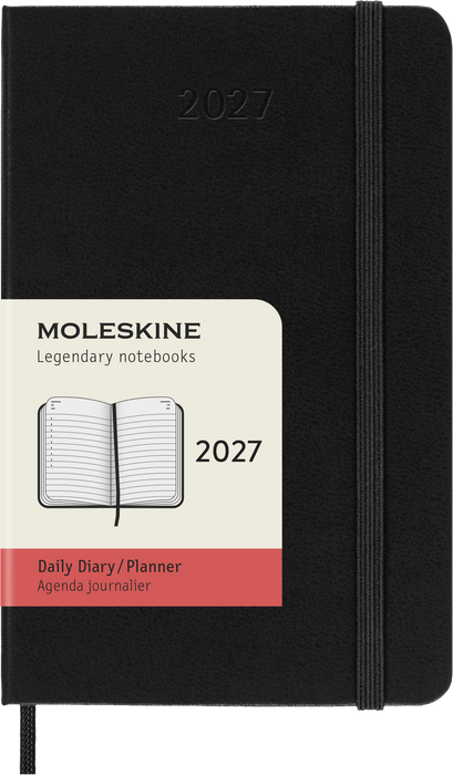 2027 Moleskine 12 Month Daily Hard Cover Pocket Diary 90mm x 140mm Black