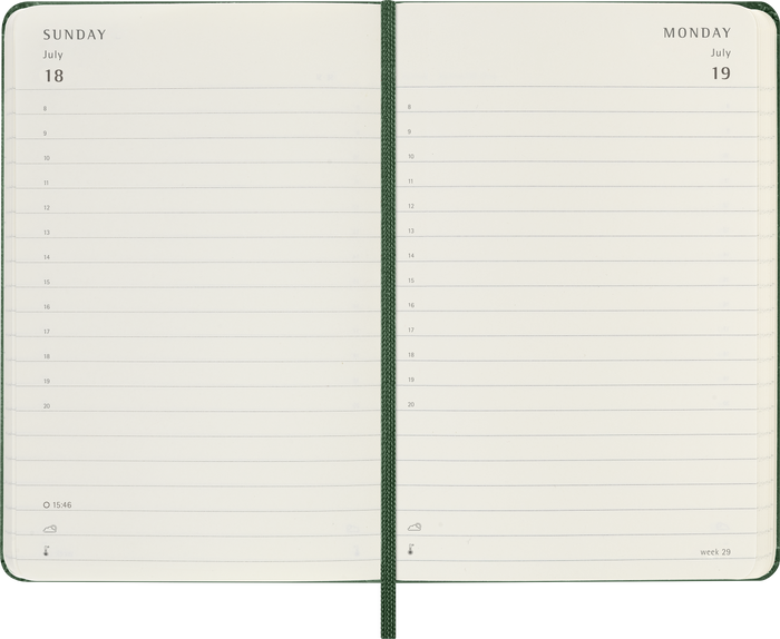 2027 Moleskine 12 Month Daily Hard Cover Pocket Diary 90mm x 140mm Myrtle Green