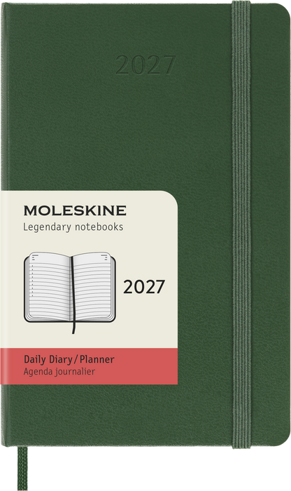 2027 Moleskine 12 Month Daily Hard Cover Pocket Diary 90mm x 140mm Myrtle Green