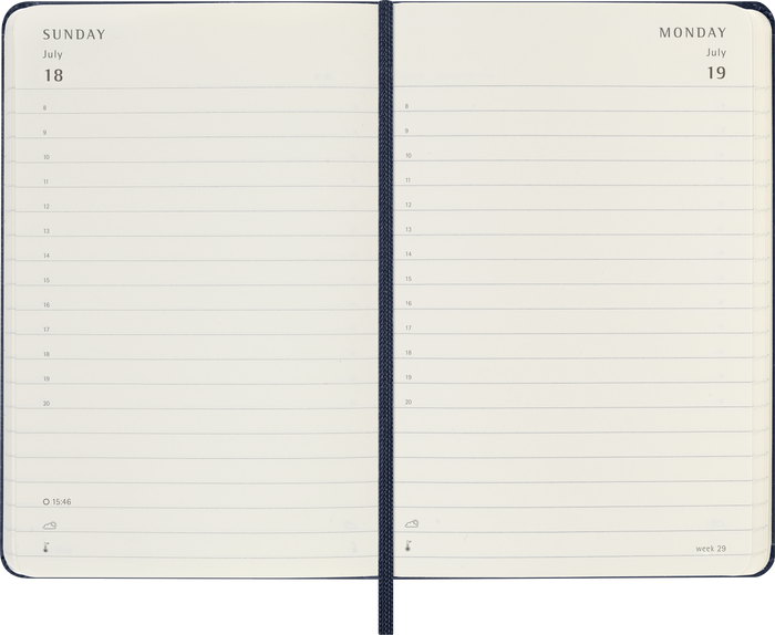 2027 Moleskine 12 Month Daily Hard Cover Pocket Diary 90mm x 140mm Sapphire Blue