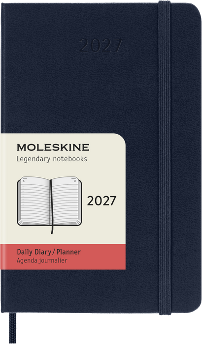 2027 Moleskine 12 Month Daily Hard Cover Pocket Diary 90mm x 140mm Sapphire Blue