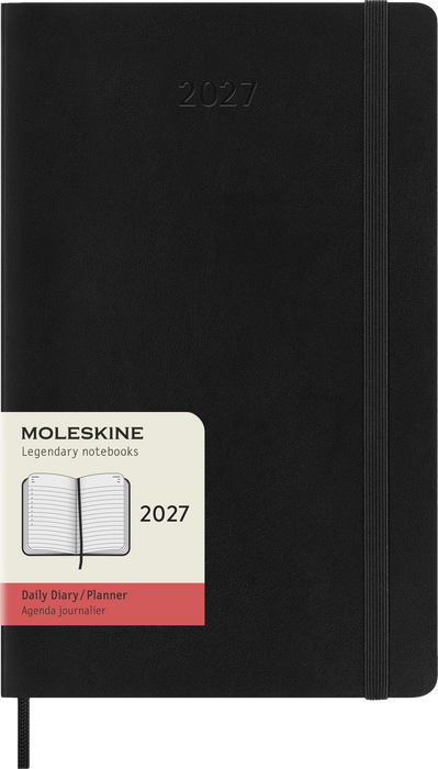 2027 Moleskine 12 Month Daily Soft Cover Diary Large 130mm x 210mm Black