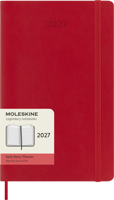 2027 Moleskine 12 Month Daily Soft Cover Diary Large 130mm x 210mm Scarlet Red