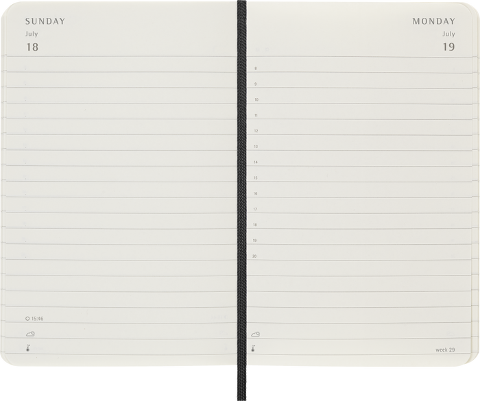 2027 Moleskine 12 Month Daily Soft Cover Pocket Diary 90mm x 140mm Black