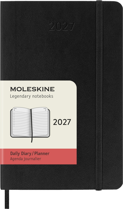 2027 Moleskine 12 Month Daily Soft Cover Pocket Diary 90mm x 140mm Black