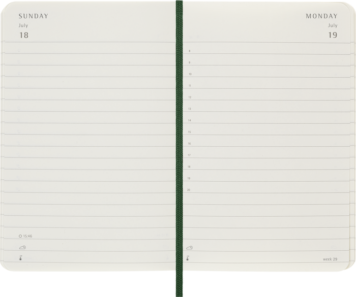 2027 Moleskine 12 Month Daily Soft Cover Pocket Diary 90mm x 140mm Myrtle Green