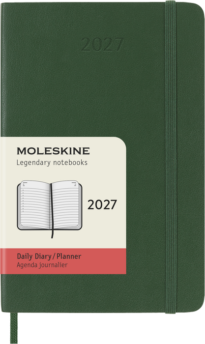 2027 Moleskine 12 Month Daily Soft Cover Pocket Diary 90mm x 140mm Myrtle Green
