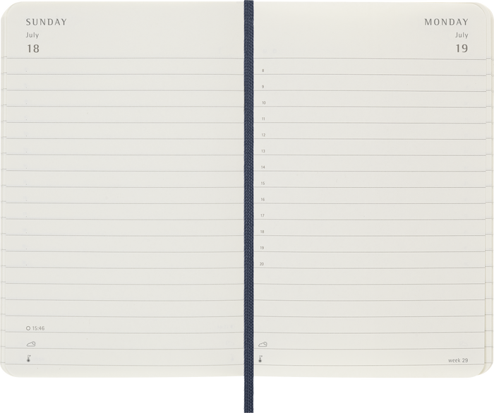 2027 Moleskine 12 Month Daily Soft Cover Pocket Diary 90mm x 140mm Sapphire Blue