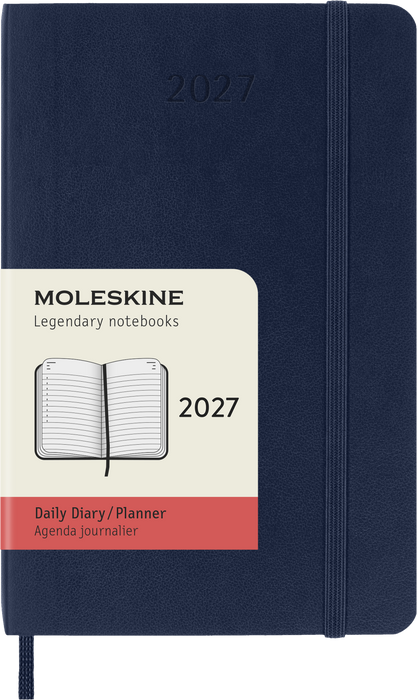 2027 Moleskine 12 Month Daily Soft Cover Pocket Diary 90mm x 140mm Sapphire Blue