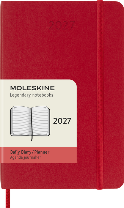 2027 Moleskine 12 Month Daily Soft Cover Pocket Diary 90mm x 140mm Scarlet Red