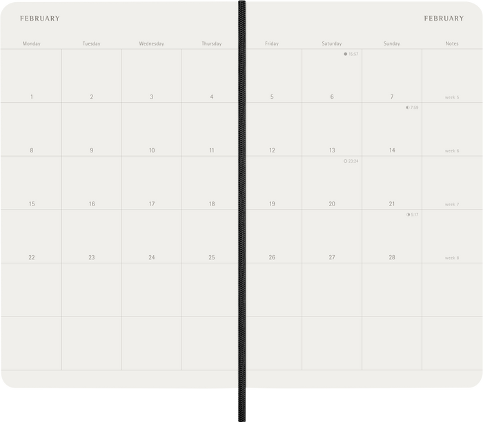 2027 Moleskine 12 Month Monthly Soft Cover Diary Large 130mm x 210mm Black
