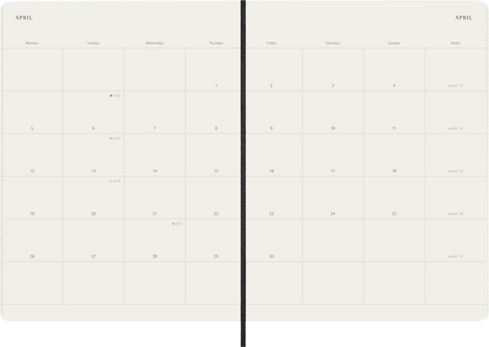2027 Moleskine 12 Month Monthly Soft Cover Diary XL 190mm x 250mm Black