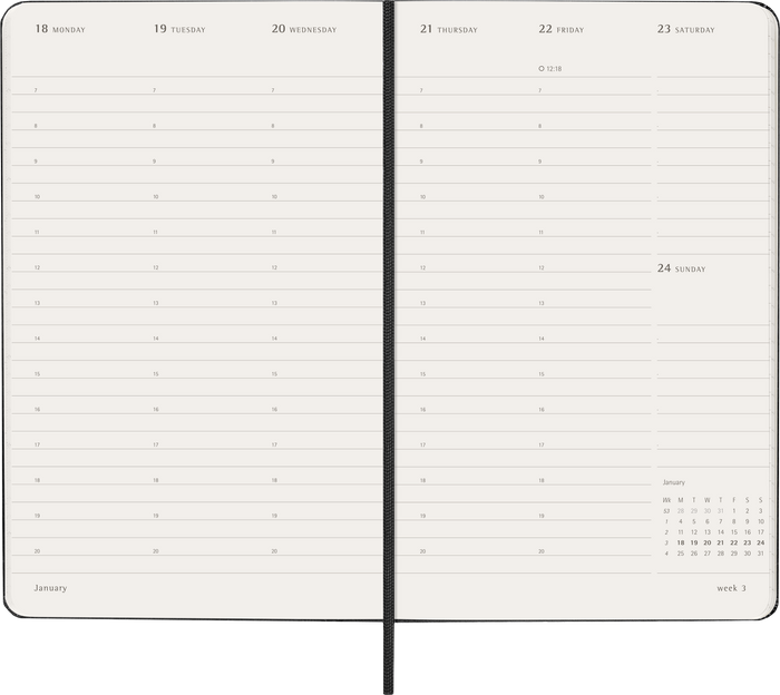 2027 Moleskine Professional 12 Month Weekly Vertical Hard Cover Diary Large 130mm x 210mm Black
