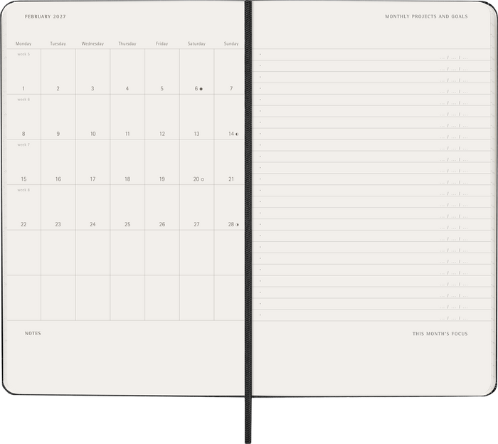2027 Moleskine Professional 12 Month Weekly Vertical Hard Cover Diary Large 130mm x 210mm Black