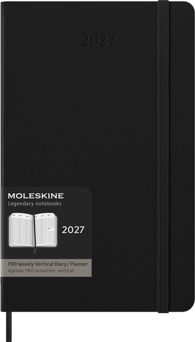 2027 Moleskine Professional 12 Month Weekly Vertical Hard Cover Diary Large 130mm x 210mm Black