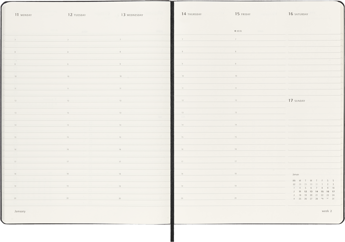 2027 Moleskine Professional 12 Month Weekly Vertical Hard Cover Diary XL 190mm x 250mm Black