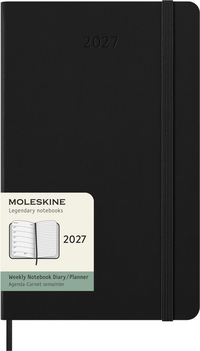 2027 Moleskine 12 Month Weekly + Notes Hard Cover Diary Large 130mm x 210mm Black