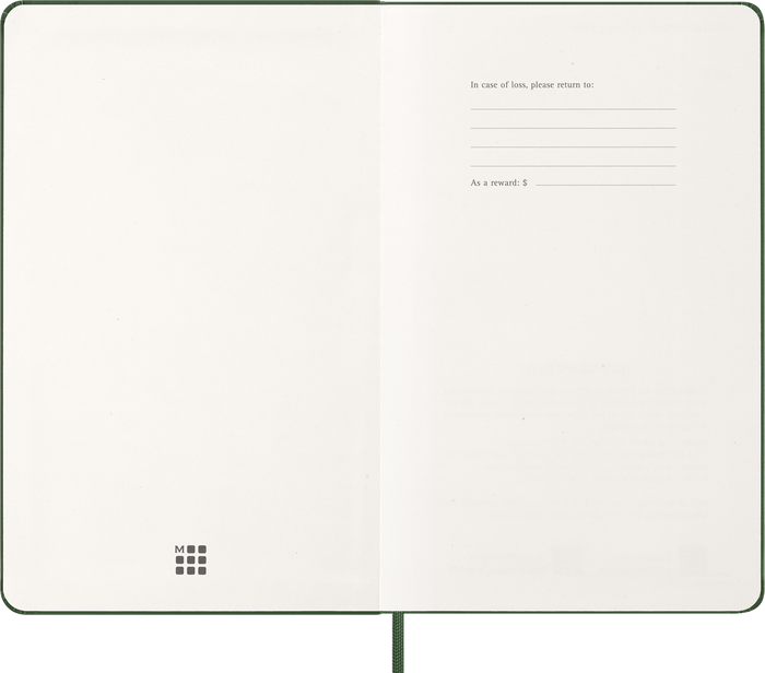 2027 Moleskine 12 Month Weekly + Notes Hard Cover Diary Large 130mm x 210mm Myrtle Green