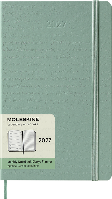 2027 Moleskine 12 Month Weekly + Notes Hard Cover Diary Large 130mm x 210mm Sage Green