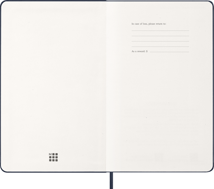 2027 Moleskine 12 Month Weekly + Notes Hard Cover Diary Large 130mm x 210mm Sapphire Blue