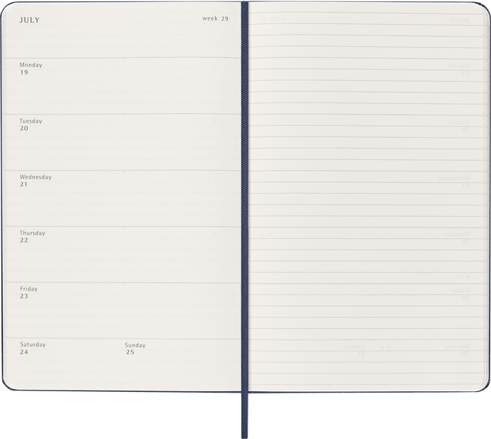 2027 Moleskine 12 Month Weekly + Notes Hard Cover Diary Large 130mm x 210mm Sapphire Blue