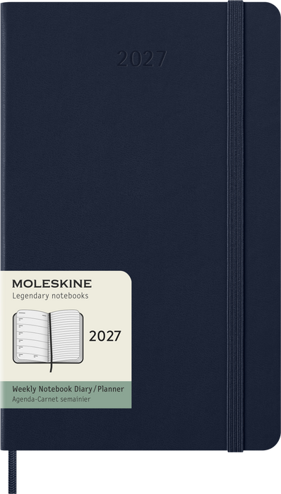 2027 Moleskine 12 Month Weekly + Notes Hard Cover Diary Large 130mm x 210mm Sapphire Blue