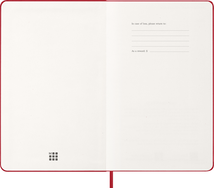 2027 Moleskine 12 Month Weekly + Notes Hard Cover Diary Large 130mm x 210mm Scarlet Red