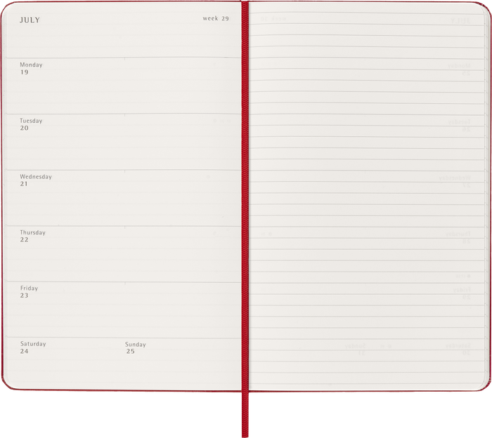 2027 Moleskine 12 Month Weekly + Notes Hard Cover Diary Large 130mm x 210mm Scarlet Red
