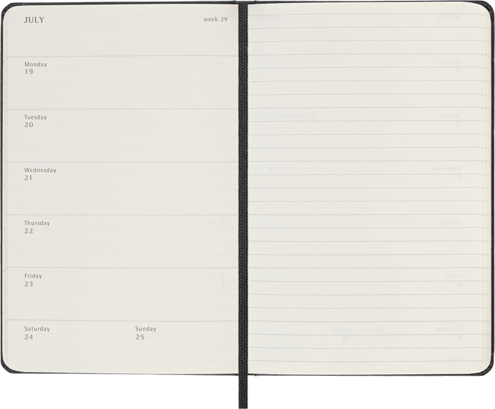 2027 Moleskine 12 Month Weekly + Notes Hard Cover Pocket Diary 90mm x 140mm Black