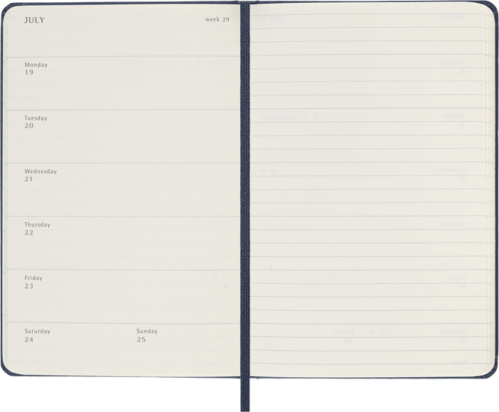 2027 Moleskine 12 Month Weekly + Notes Hard Cover Pocket Diary 90mm x 140mm Sapphire Blue