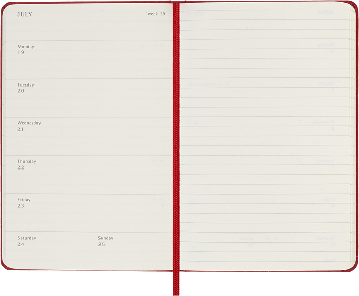 2027 Moleskine 12 Month Weekly + Notes Hard Cover Pocket Diary 90mm x 140mm Scarlet Red