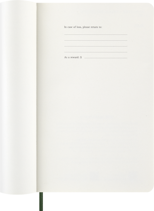 2027 Moleskine 12 Month Weekly + Notes Soft Cover Diary Large 130mm x 210mm Myrtle Green