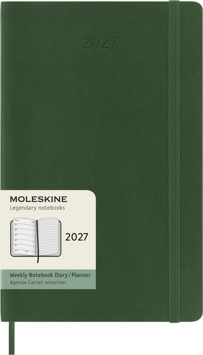 2027 Moleskine 12 Month Weekly + Notes Soft Cover Diary Large 130mm x 210mm Myrtle Green