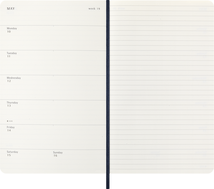2027 Moleskine 12 Month Weekly + Notes Soft Cover Diary Large 130mm x 210mm Sapphire Blue