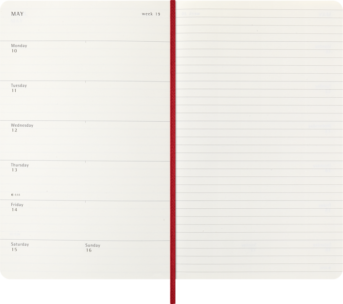 2027 Moleskine 12 Month Weekly + Notes Soft Cover Diary Large 130mm x 210mm Scarlet Red