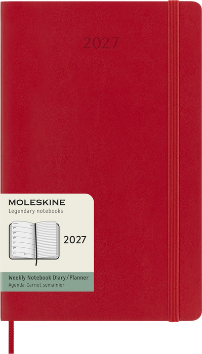 2027 Moleskine 12 Month Weekly + Notes Soft Cover Diary Large 130mm x 210mm Scarlet Red