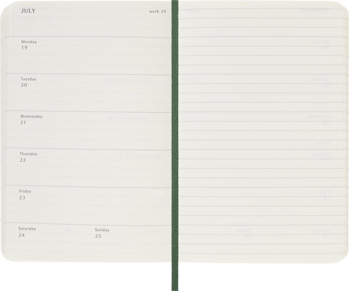 2027 Moleskine 12 Month Weekly + Notes Soft Cover Pocket Diary 90mm x 140mm Myrtle Green