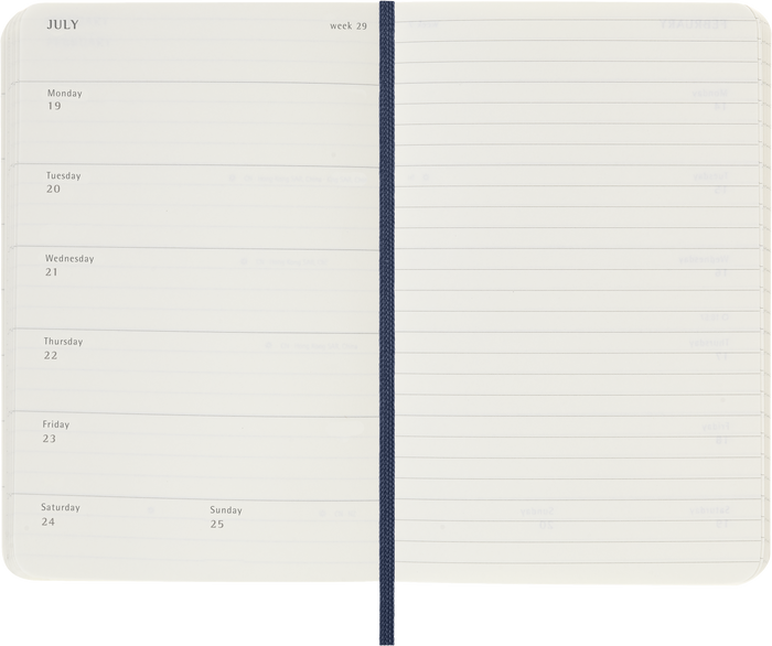 2027 Moleskine 12 Month Weekly + Notes Soft Cover Pocket Diary 90mm x 140mm Sapphire Blue